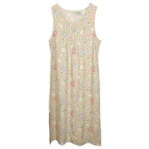 White Stag Linen Blend Maxi Dress Women Sleeveless Floral Size Large 12/14